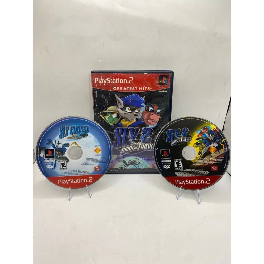 Sly Cooper 1 & 2  PS2 2 Game Bundle Band of Thieves & Raccoonus PlayStation 2